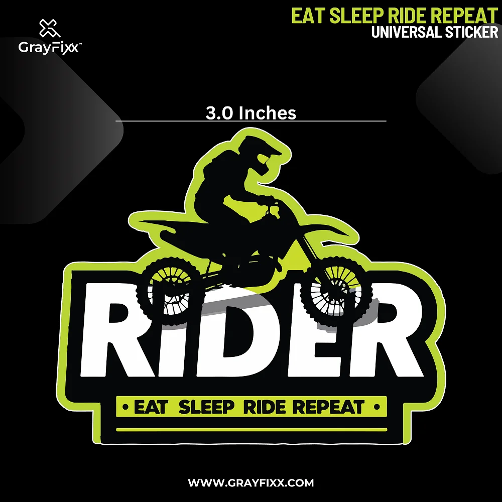 Eat Sleep Race Repeat Universal Sticker | Printed In Premium Gloss Vinyl With FPF(Fade Protection Film), Water Proof, Precut Sticker, Pack Of 1